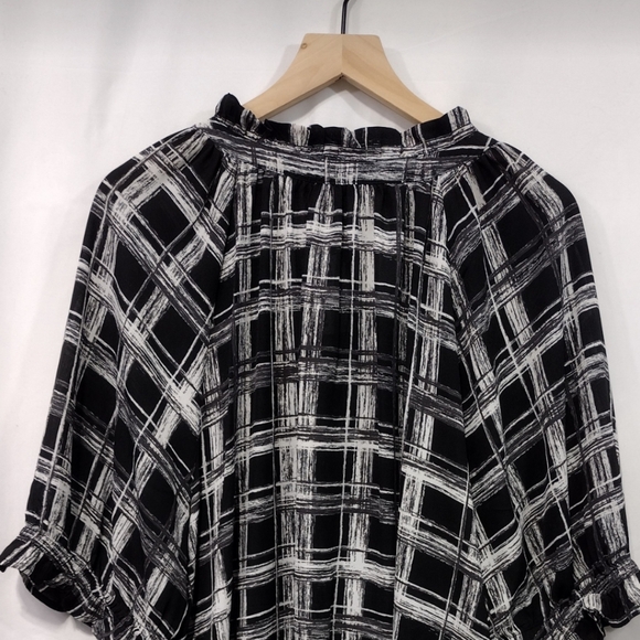 NWT Cocomo Woman Plaid Babydoll Blouse Womens 3X Black White Preppy Academia - Picture 6 of 8
